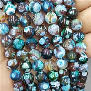 Natural Agate Beads Fire Blue Dye Smooth Round, approx 10mm dia