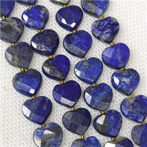 Natural Lapis Lazuli Heart Beads Faceted Blue, approx 12mm