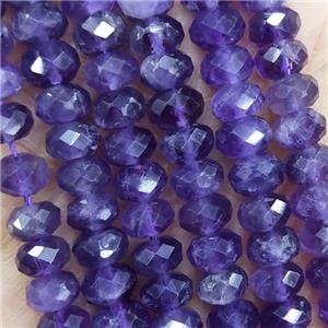 Natural Amethyst Beads Purple Faceted Rondelle, approx 5.6-6mm