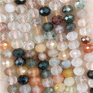 Natural Rutilated Quartz Mixed Color Faceted Rondelle, approx 4.7-5.5mm