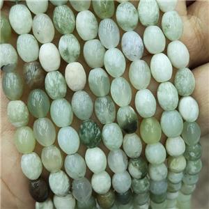 New Mountain Jade Rice Beads Green Barrel, approx 6-8mm