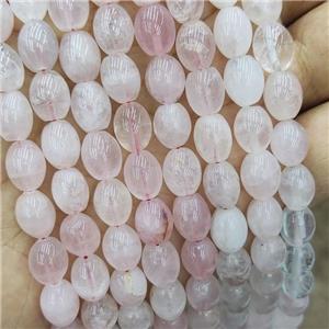 Natural Rose Quartz Rice Beads Pink Barrel, approx 8-10mm