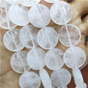 Natural Clear Quartz Circle Beads, approx 20mm