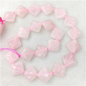 Natural Rose Quartz Beads Pink Square Corner-Drilled, approx 15mm