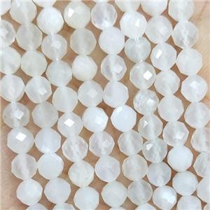 Natural White Moonstone Beads Faceted Round, approx 4.7-5.5mm