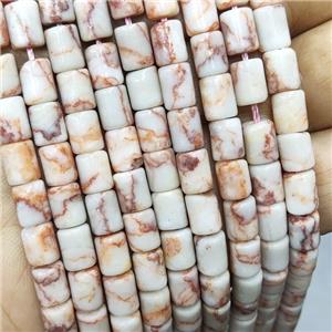 Red Silk Jasper Tube Beads, approx 6-8mm