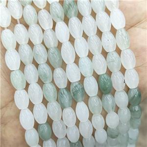 Natural Ice Jadeite Rice Beads White Green, approx 6x9mm