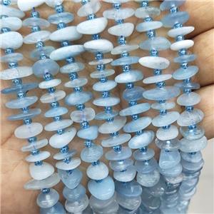 Natural Aquamarine Spacer Beads Blue Freeform Chips, approx 9-12mm