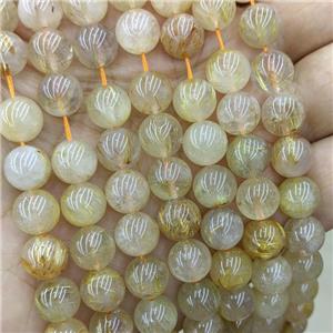 Natural Golden Rutilated Quartz Beads A-Grade Smooth Round, approx 7mm