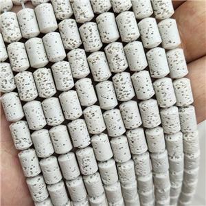 Rock Lava Column Beads Milk White Dye, approx 6-10mm