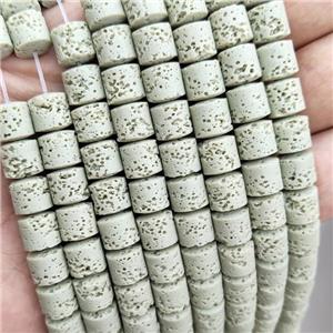 Rock Lava Column Beads Mint Green Dye, approx 8mm