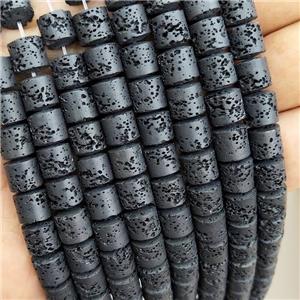 Black Rock Lava Column Beads Tube, approx 6mm