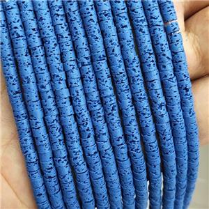 Rock Lava Heishi Beads Rich Blue Dye, approx 4mm