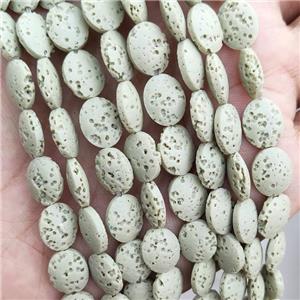 Rock Lava Oval Beads Mint Green Dye, approx 8-10mm