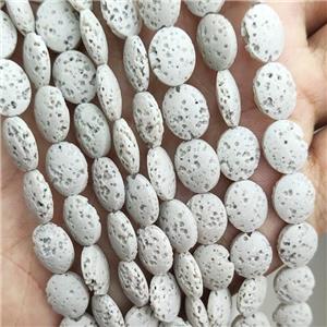 Rock Lava Oval Beads Cream White Dye, approx 8-10mm