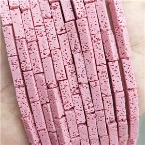 Rock Lava Tube Beads Pink Dye, approx 4-13mm