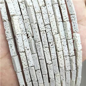 Rock Lava Tube Beads Cream White Dye, approx 4-13mm