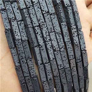 Rock Lava Tube Beads Black, approx 4-13mm