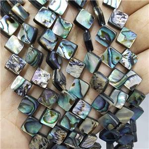 Abalone Shell Square Beads Multicolor, approx 14mm