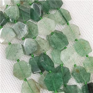 Natural Green Strawberry Quartz Beads Hexagon, approx 14-16mm