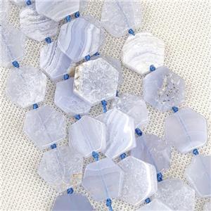 Natural Blue Lace Agate Beads Hexagon, approx 14-16mm