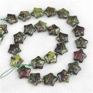 Natural Dragon Bloodstone Beads Star Green, approx 15mm