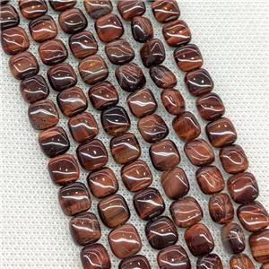 Natural Tiger Eye Stone Square Beads Red Dye, approx 8mm