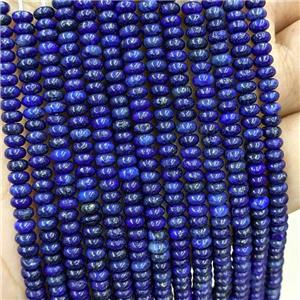 Natural Lapis Lazuli Beads Blue Dye Smooth Rondelle, approx 2x4mm