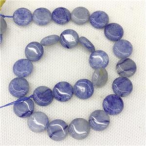 Blue Aventurine Coin Beads, approx 15mm