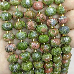 Natural Unakite Pumpkin Beads Green Lantern, approx 8-12mm