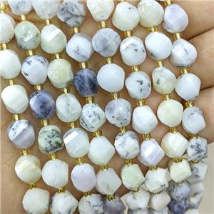 Natural Moss Opal Twist Beads White S-Shape Faceted, approx 7-8mm