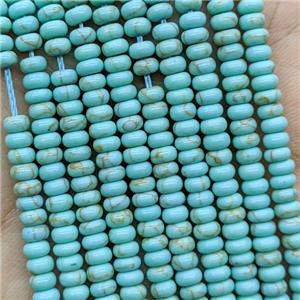 Synthetic Turquoise Beads Smooth Rondelle Teal, approx 4mm