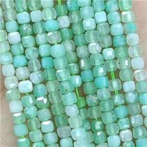 Natural Australian Chrysoprase Beads Green Faceted Cube, approx 2mm