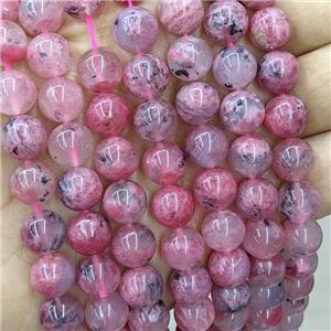 Natural Rain Sakura Quartz Beads Pink Heat Smooth Round, approx 10mm dia