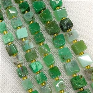 Natural Australian Chrysoprase Cube Beads Green, approx 5-6mm