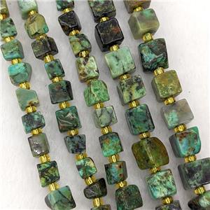 Natural African Turquoise Cube Beads Green, approx 8-10mm