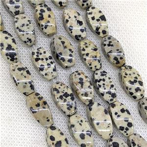 Natural Black Dalmatian Jasper Twist Beads, approx 8-16mm