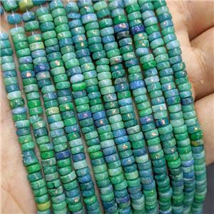 Natural Marble Heishi Beads Pave Gold Foil Green Dye , approx 8mm