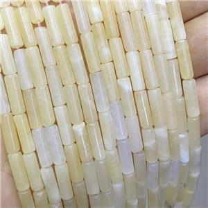 Natural Honey Jade Tube Beads Yellow, approx 4x13mm