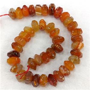 Natural Agate Beads Faceted Rondelle Red Dye, approx 8-15mm