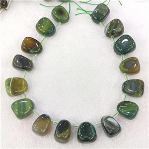 Natural Agate Teardrop Beads Graduated Green Dye Topdrilled, approx 15-26mm