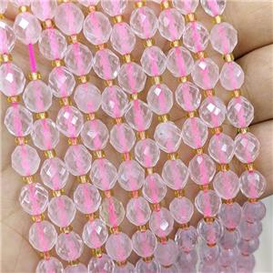 Natural Pink Rose Quartz Beads Faceted Rice, approx 7-8mm