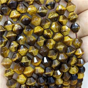 Natural Tiger Eye Stone Bicone Beads, approx 8mm