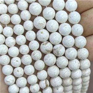 Natural White River Jasper Beads Smooth Round, approx 6mm