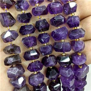 Natural Amethyst Beads Faceted Rondelle Purple, approx 10-14mm