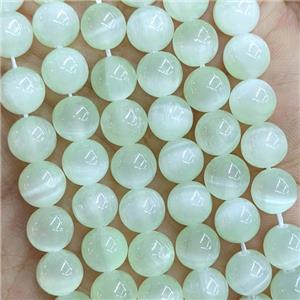 Naural Selenite Beads Lt.green Dye Smooth Round, approx 6mm dia