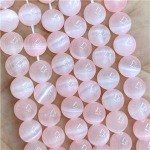 Naural Selenite Beads Lt.pink Dye Smooth Round, approx 10mm dia