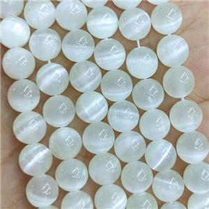 Naural Selenite Beads Smooth Round GrayWhite, approx 8mm dia