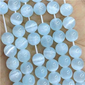 Naural Selenite Beads Lt.blue Dye Smooth Round, approx 6mm dia