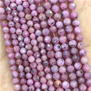 Natural Ruby Beads Faceted Round, approx 3.5mm